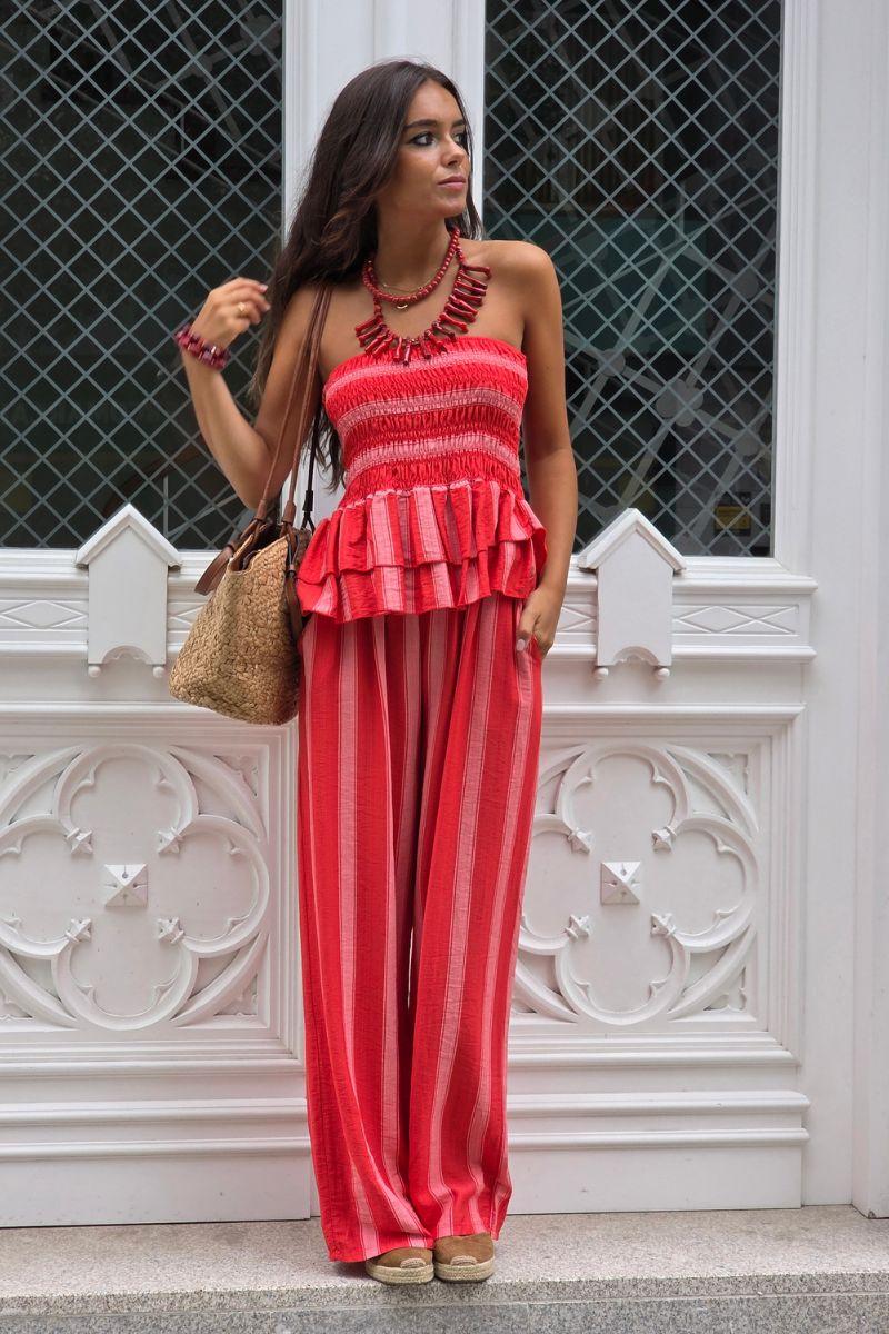 Total look top y pantalón rojo