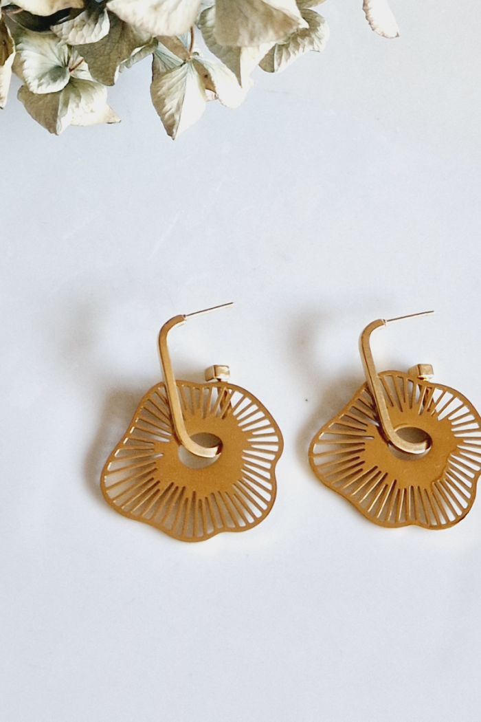 Pendientes flor acero grande