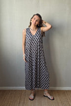 Vestido estampado de fuego negro