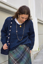 Jersey Olivia de punto con brillos azul marino