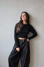 Jersey corto de trenzas negro