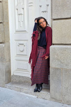 Falda tablas de cuadros granate