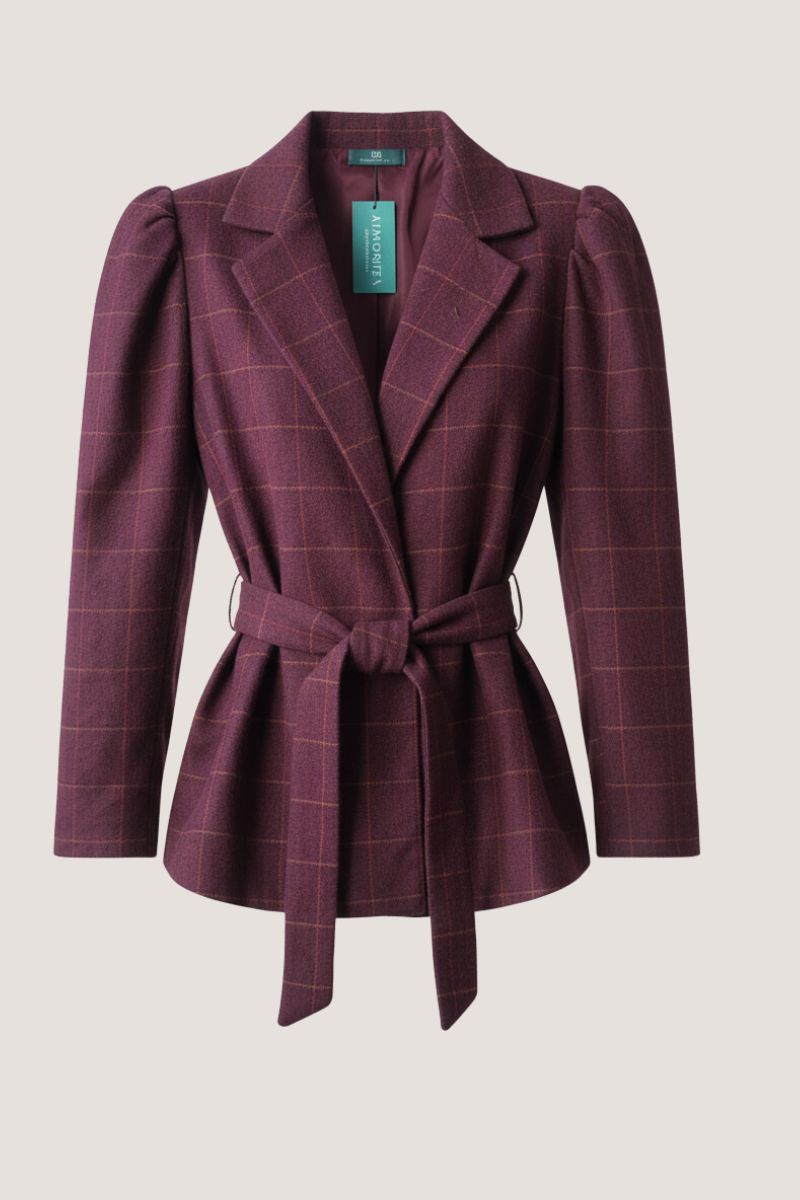 Chaqueta tipo americana de cuadros granates