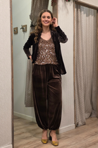 Pantalón bombacho de terciopelo marrón