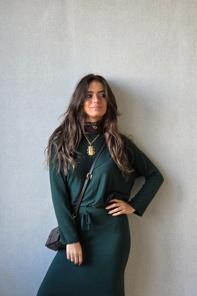 Jersey punto fino fluido verde botella