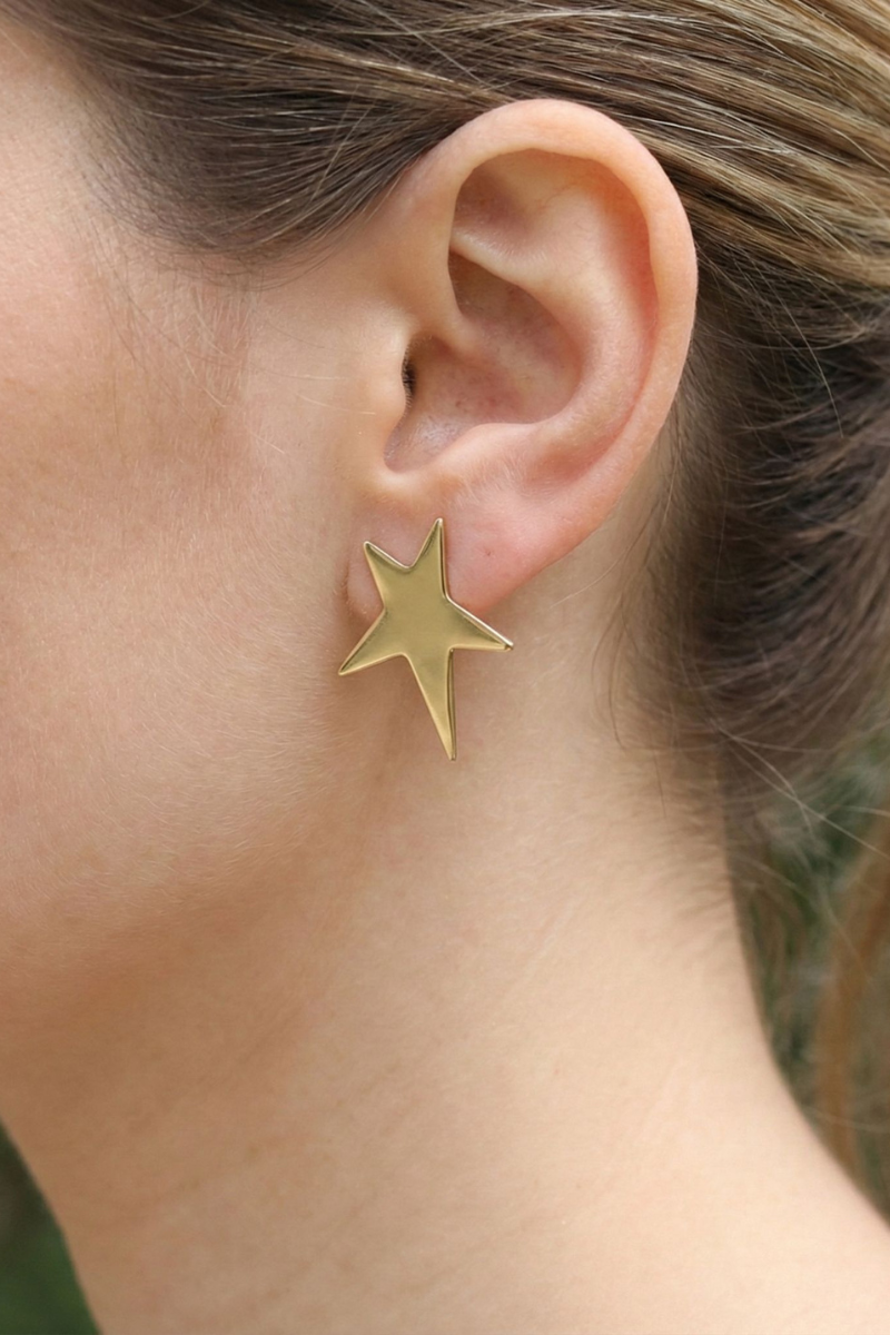 Pendientes acero estrella mediana