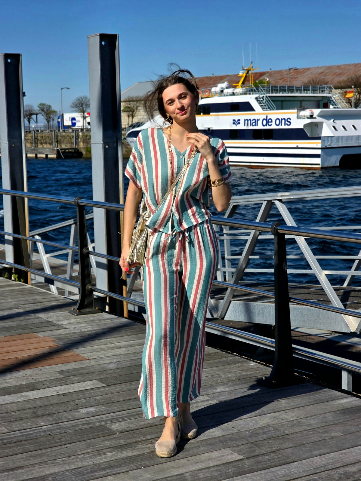 Pantalón de Rayas Verde Bonito