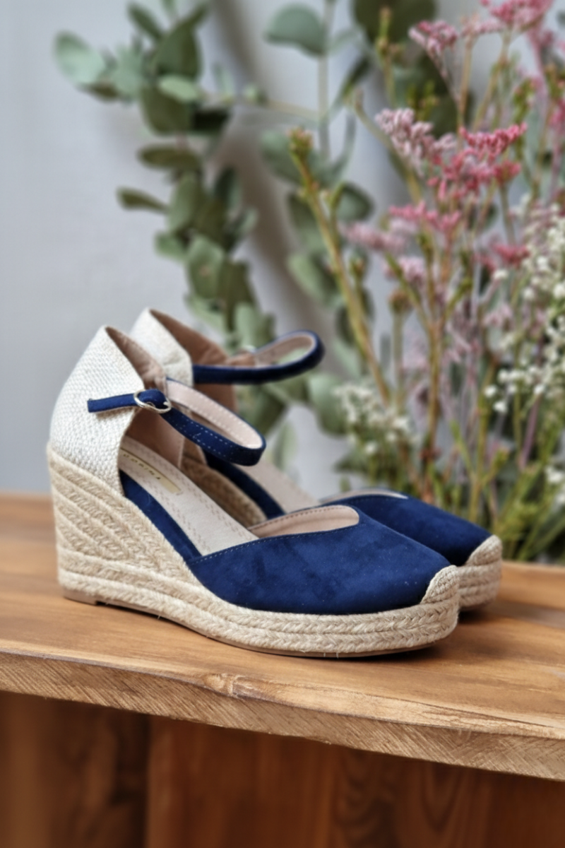 Alpargata Valenciana Cuña Azul - Plataforma Yute 8cm