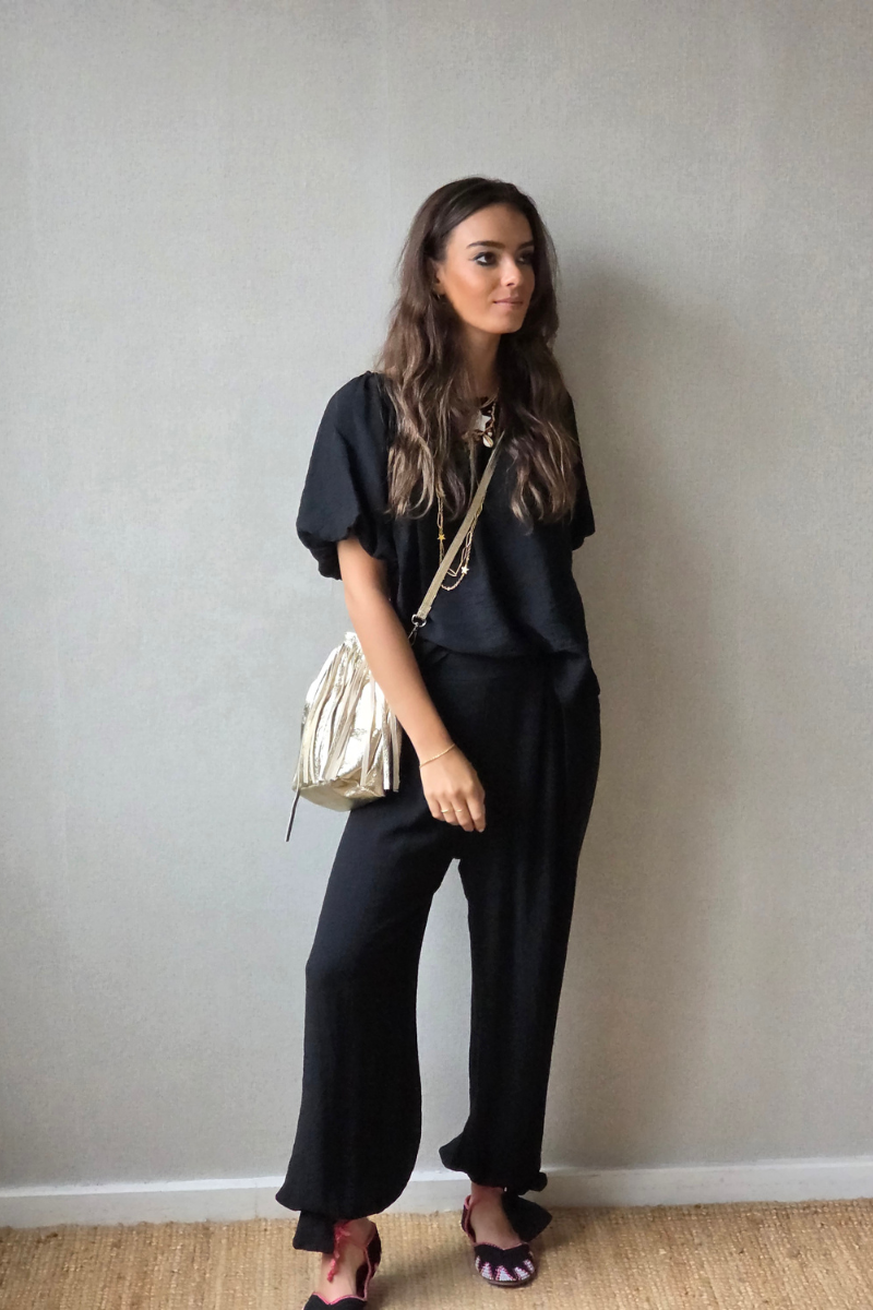 Pantalón Bombacho Lazos Negro