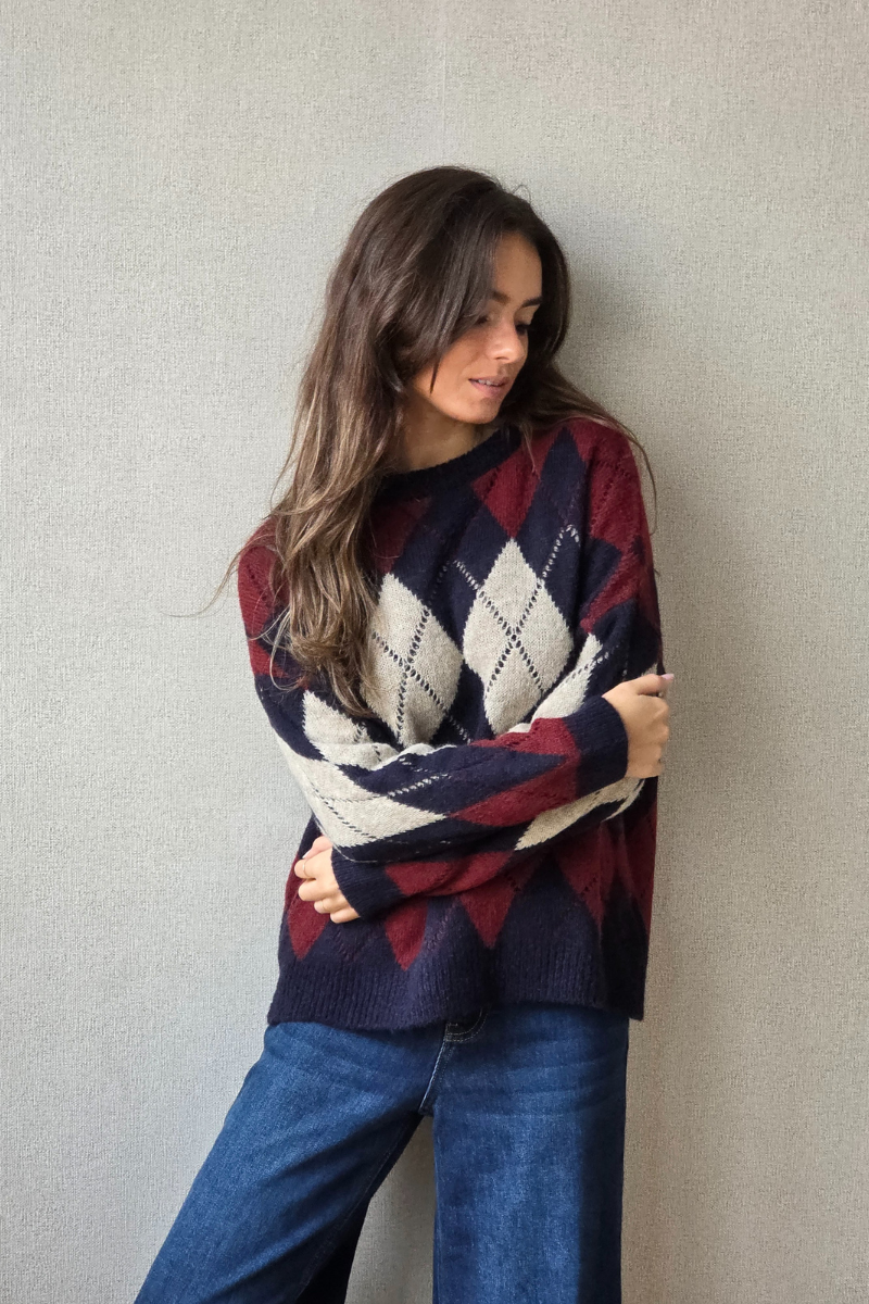 Jersey de rombos azul marino