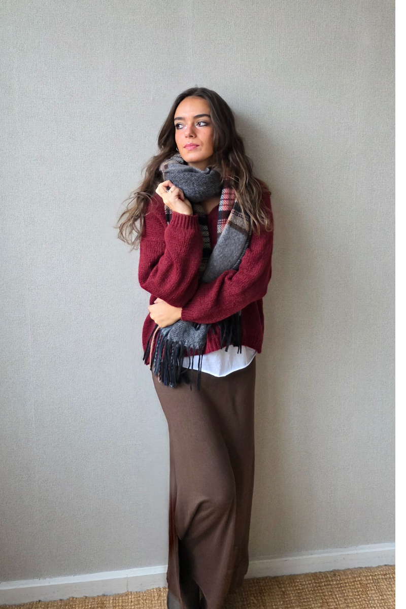 Falda larga de punto chocolate