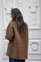 Abrigo de Paño Cruzado Seis Botones Marrón