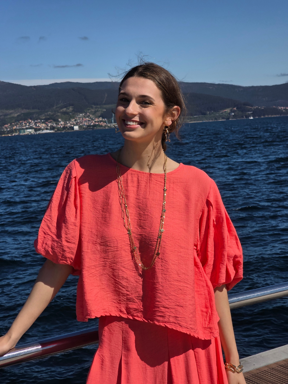 Blusa Manga Globo Coral