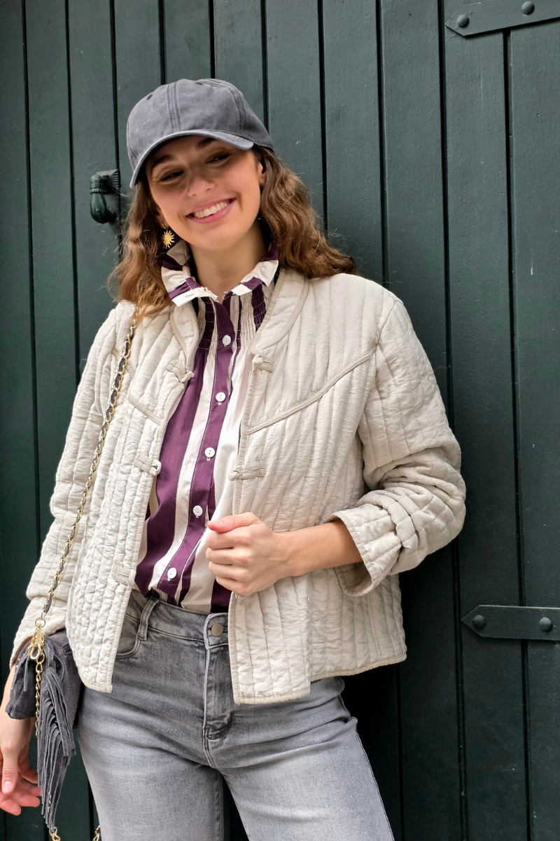 Chaqueta Acolchada de Nudos Beige