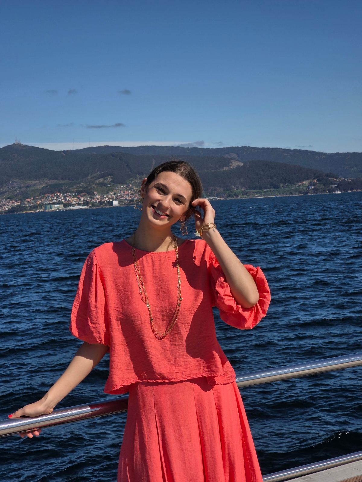 Blusa Manga Globo Coral