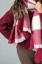 Bufanda de cuadros grandes Mariola granate