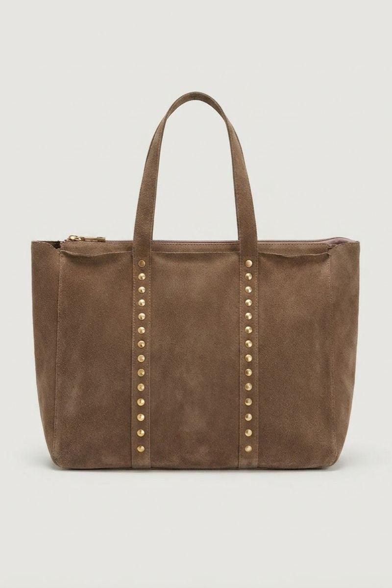Bolso de ante topo shopping con tachuelas