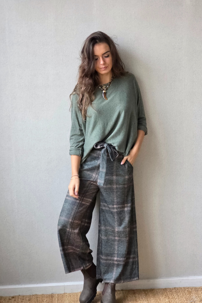 Pantalón de cuadros Cazorla verde militar