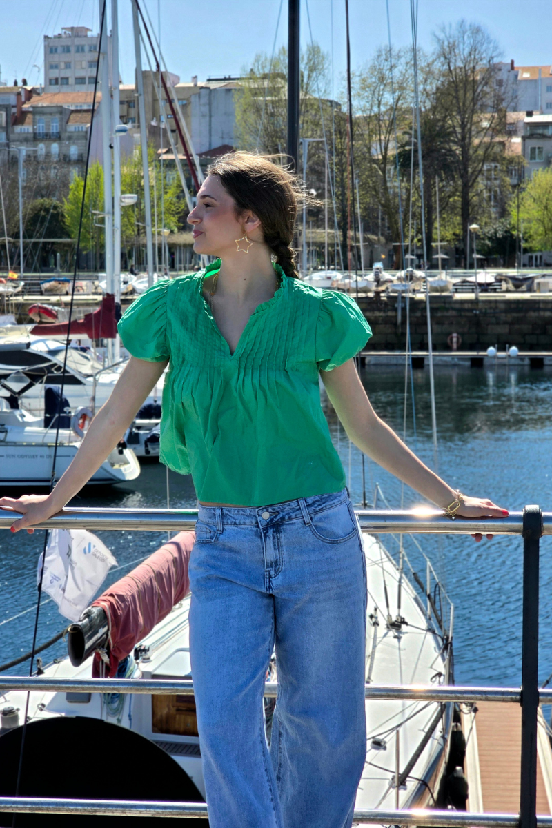 Blusa Manga Farol Verde Andalucía