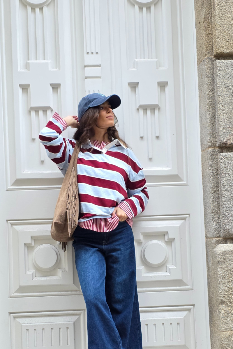 Polo de rayas azul jean