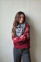 Bufanda escocesa triangulo y flecos azul