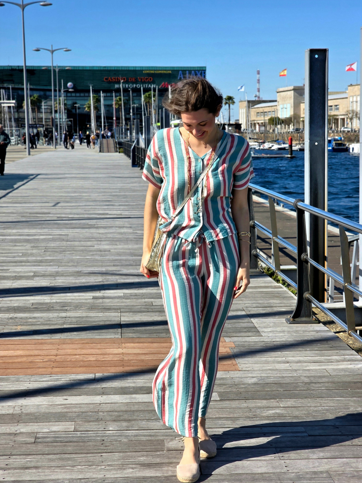 Pantalón de Rayas Verde Bonito