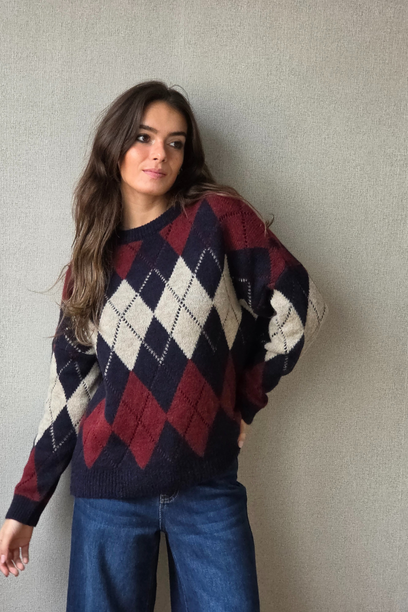 Jersey de rombos azul marino