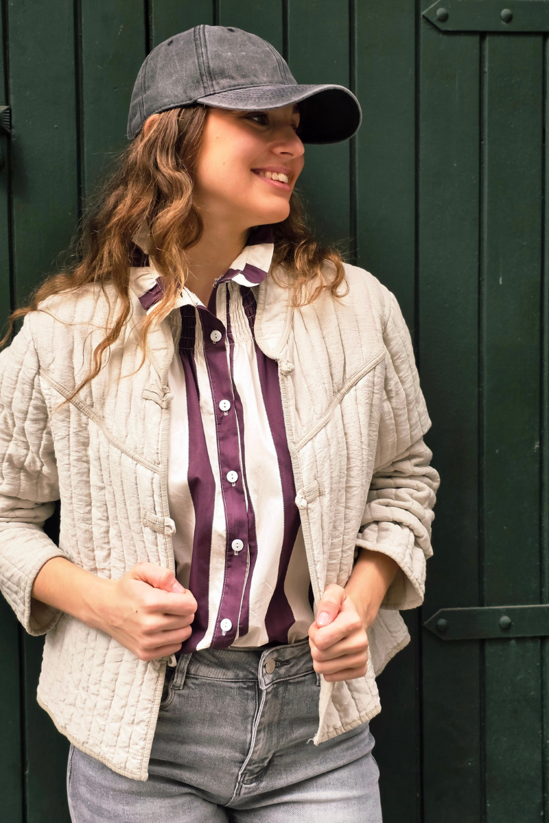 Chaqueta Acolchada de Nudos Beige