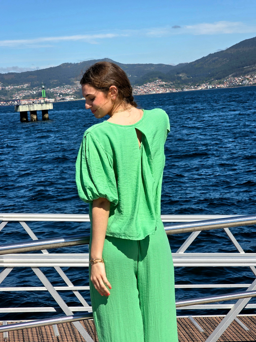 Blusa Manga Globo Verde
