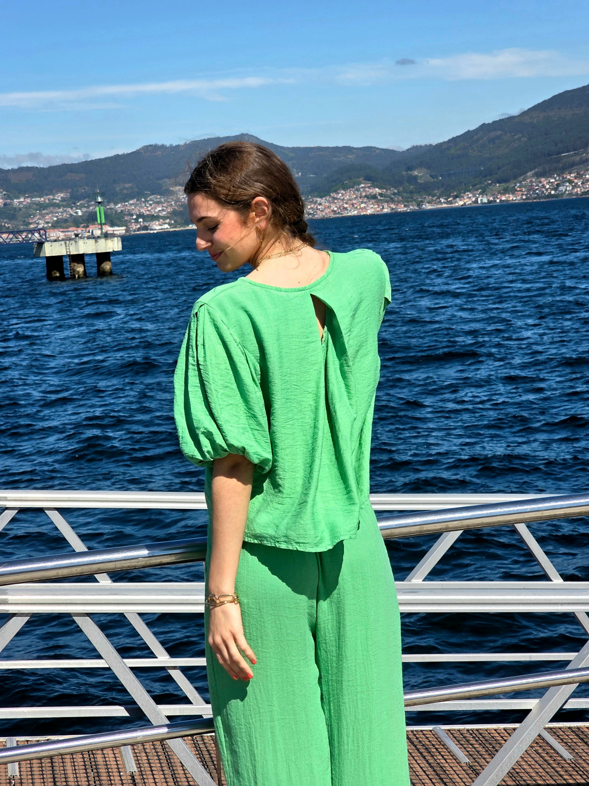 Blusa Manga Globo Verde