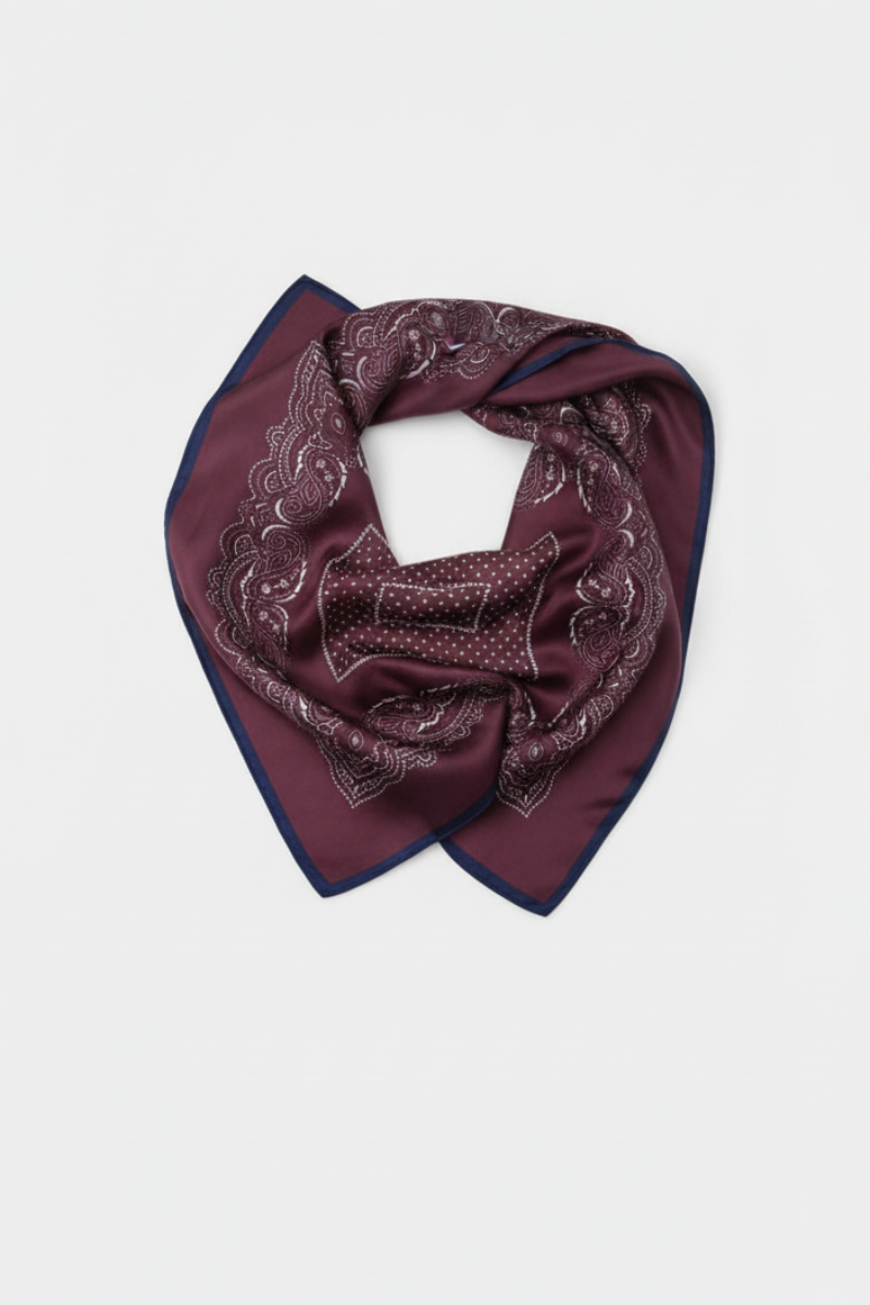 PAÑUELO ESTAMPADO CACHEMIRE GRANATE