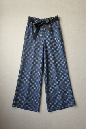 Pantalón palazzo cuadro pequeño azul