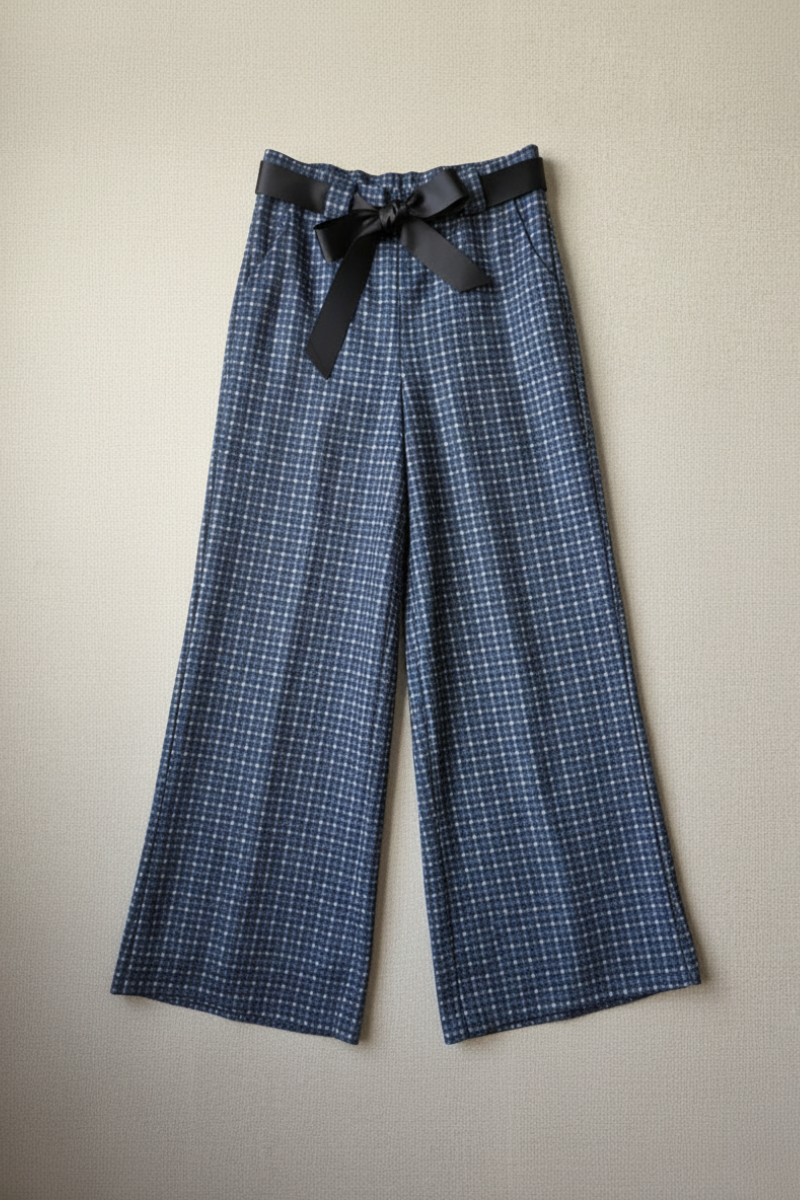 Pantalón palazzo cuadro pequeño azul