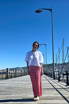 Falda Larga Elástica Célula Fucsia