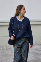 Jersey Olivia de punto con brillos azul marino