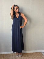 Vestido Asas Con Bolsillos Marino