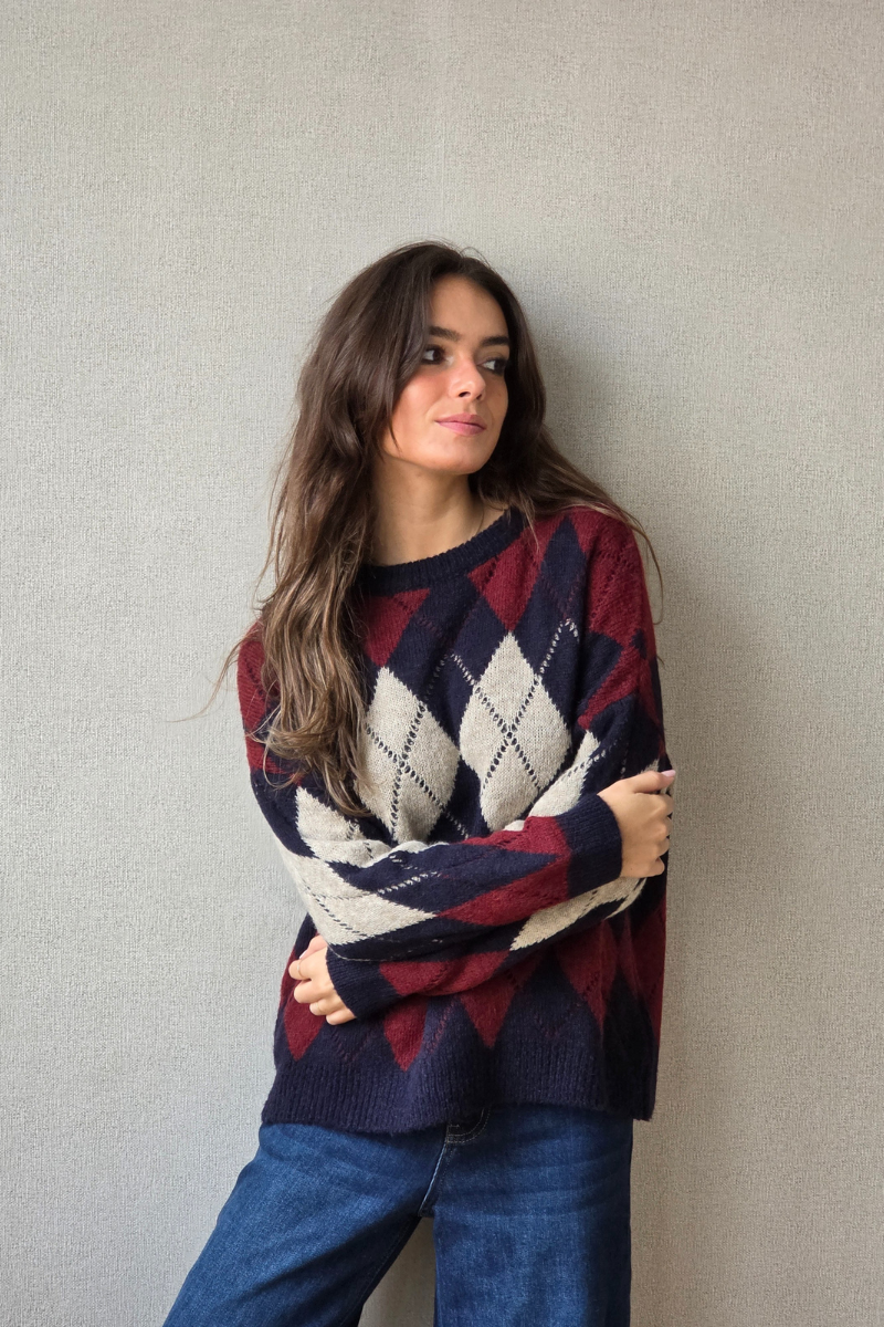 Jersey de rombos azul marino