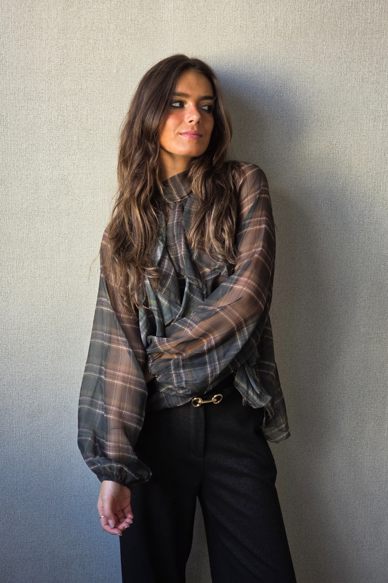 Blusa Victoria escocesa verde militar