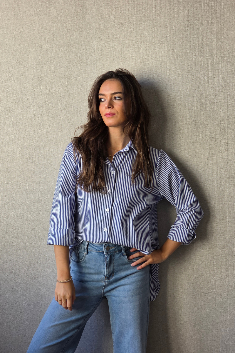 Camisa Rayas Azul Marino