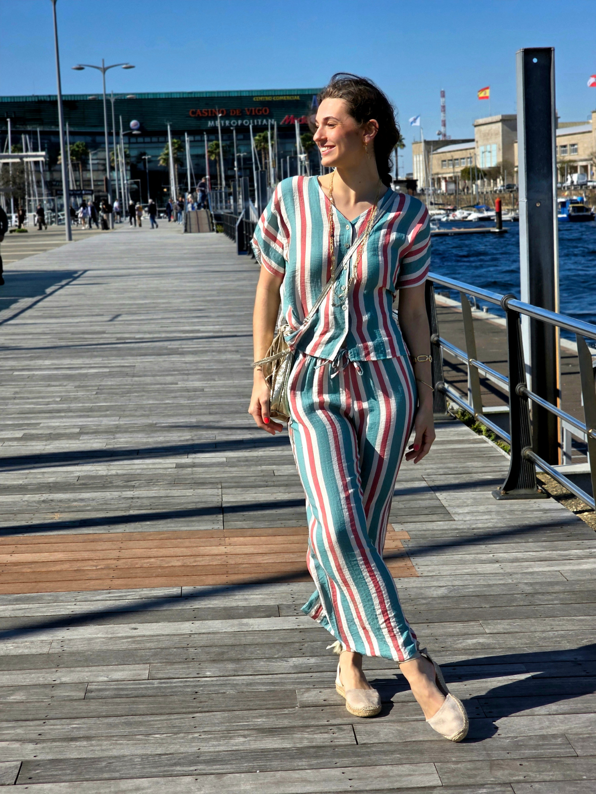 Pantalón de Rayas Verde Bonito