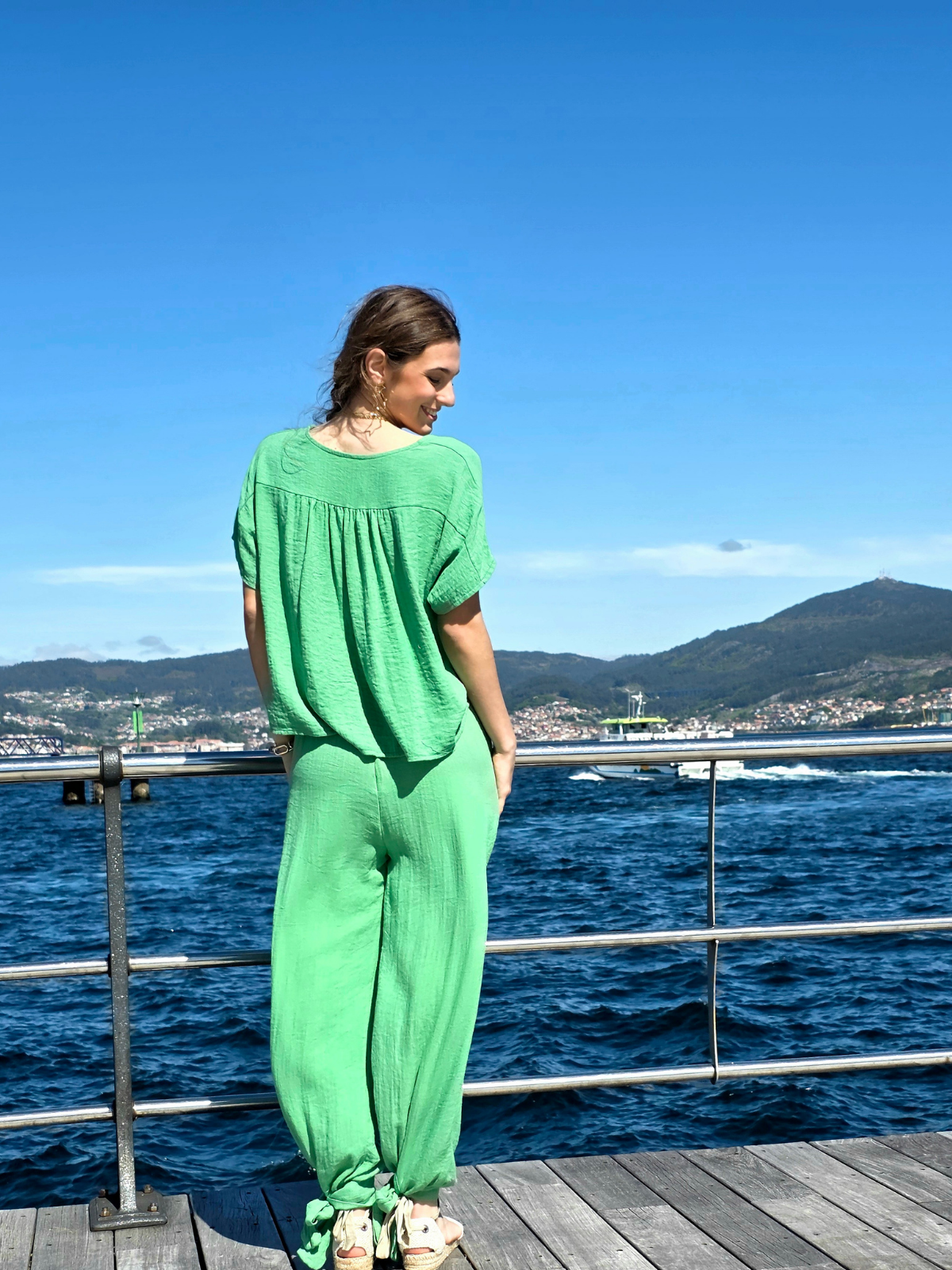 Pantalón Bombacho Lazos Verde