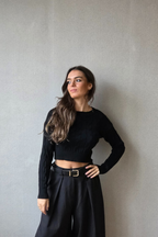 Jersey corto de trenzas negro