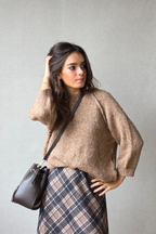 Jersey punto gordo cuello redondo camel