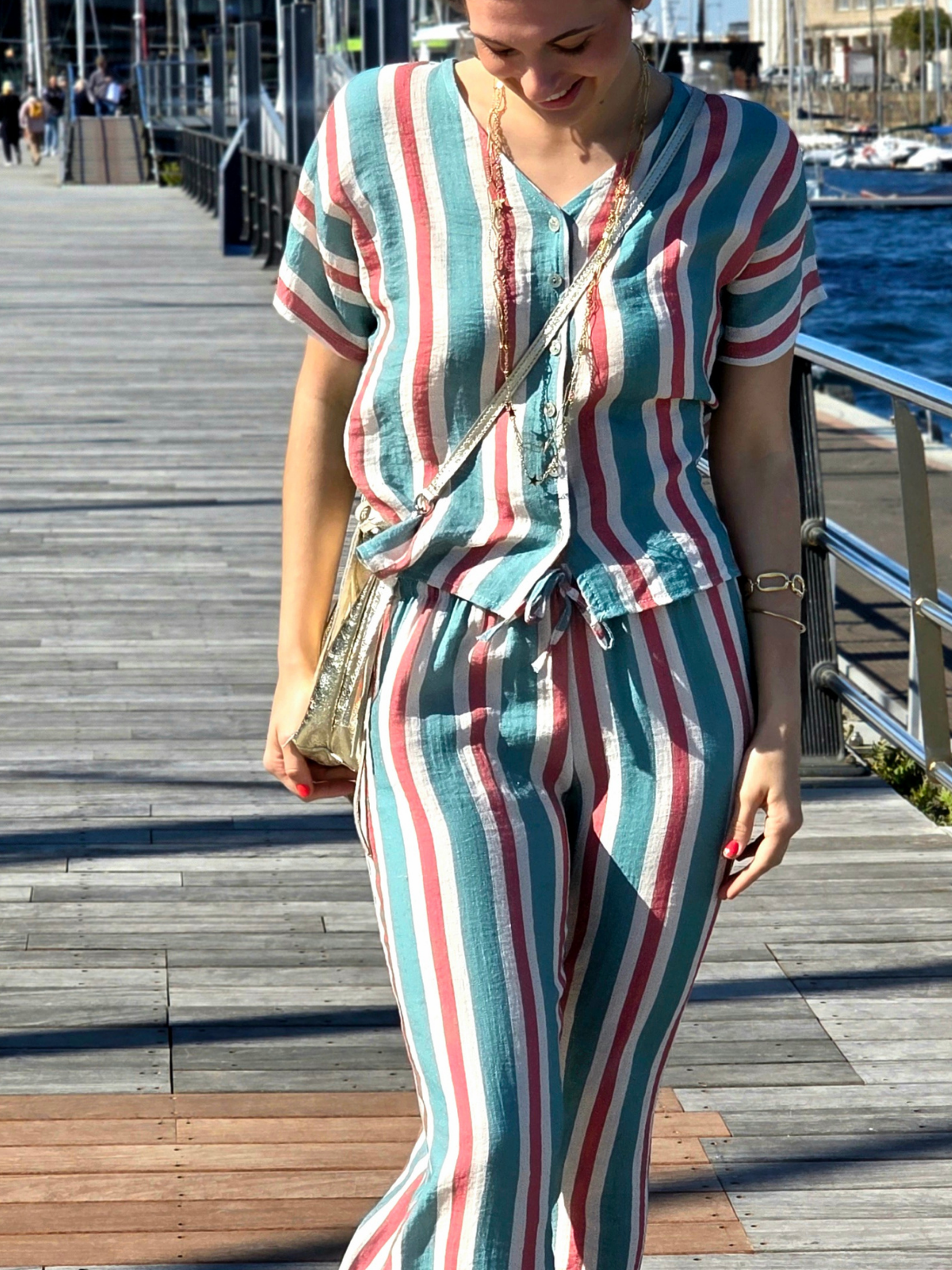 Pantalón de Rayas Verde Bonito