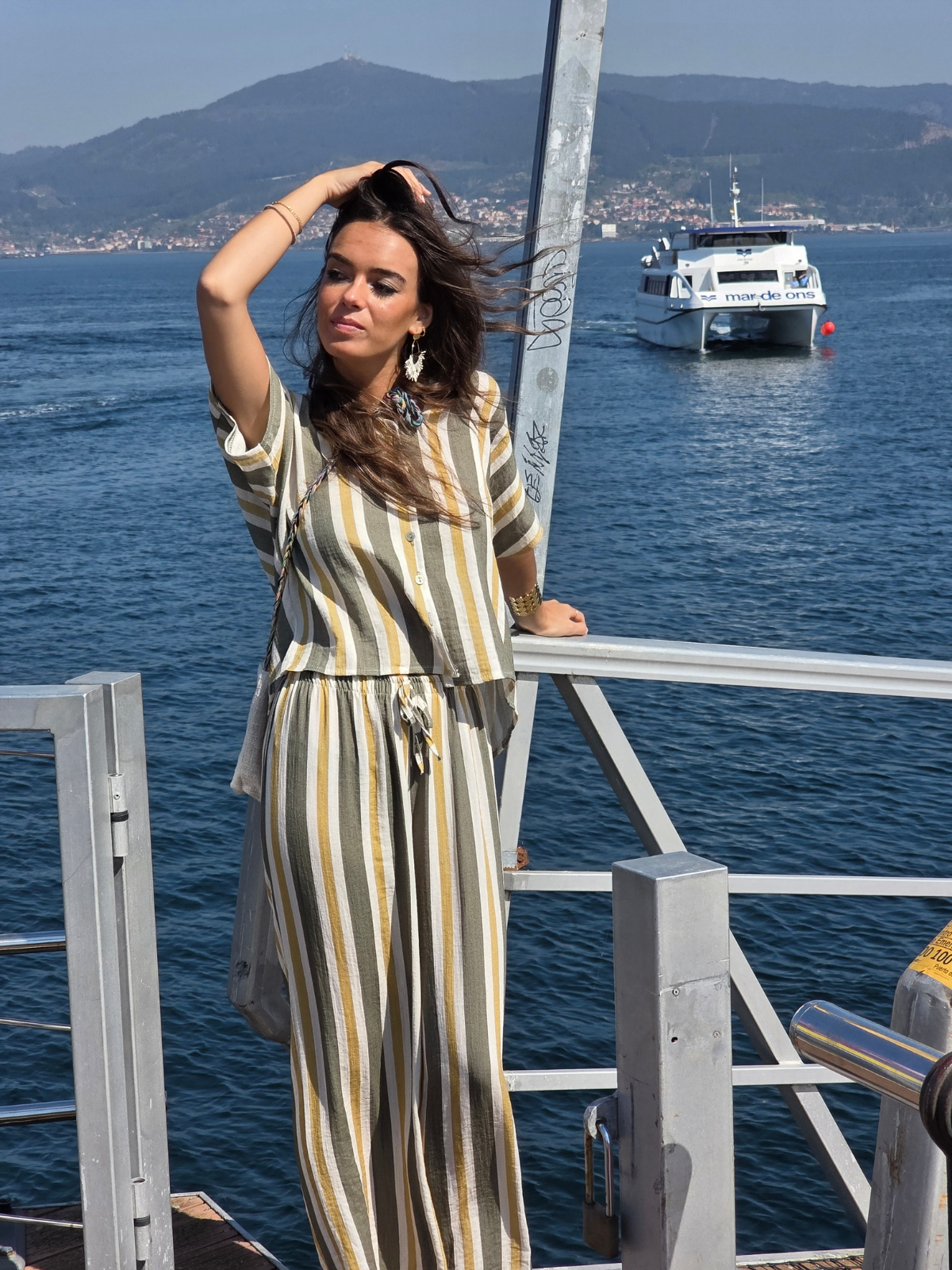 Pantalón de Rayas Caqui