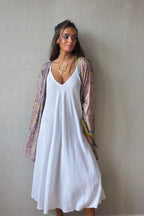 Vestido de tirantes cortado al bies Blanco