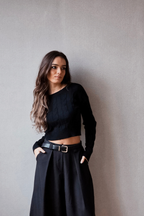 Jersey corto de trenzas negro