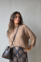 Jersey punto gordo cuello redondo camel