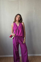 Blusa tipo lino magenta