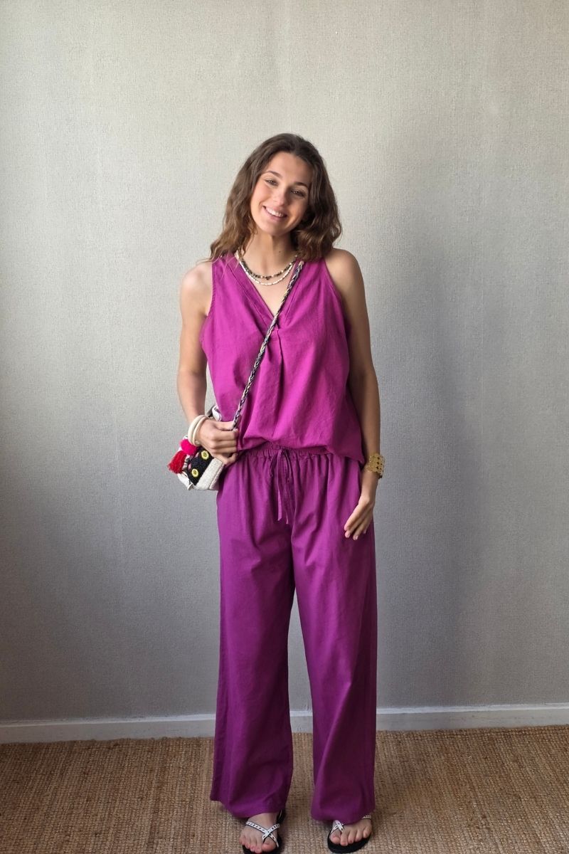 Blusa tipo lino magenta